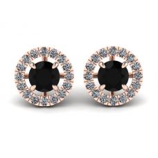 5 mm Black Diamond Studs with Detachable Halo Jackets Rose Gold