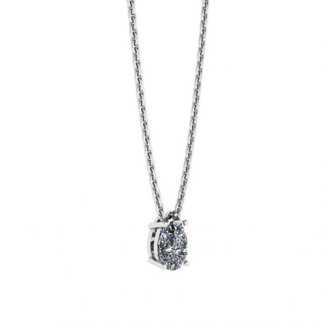 Pear Diamond Solitaire Necklace on Thin Chain - Photo 1