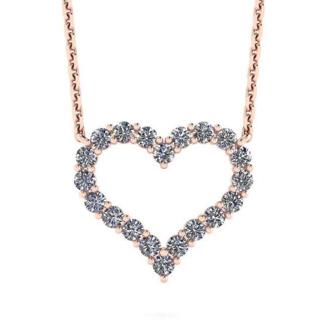 Diamond Heart Necklace in 18K Rose Gold