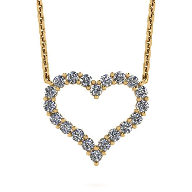 Diamond Heart Necklace in 18K Yellow Gold