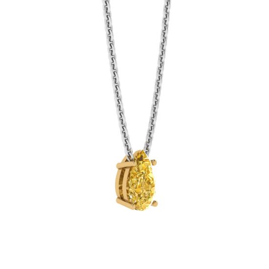Pear Shaped Fancy Yellow Diamond Chain Necklace Yellow Gold, More Image 0