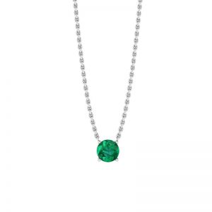1/2 carat Round Emerald on White Gold Chain