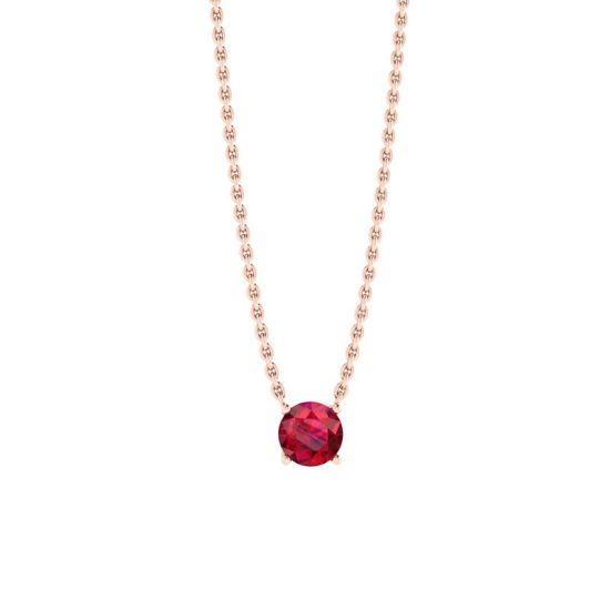 1/2 carat Round Ruby on Rose Gold Chain, Image 1