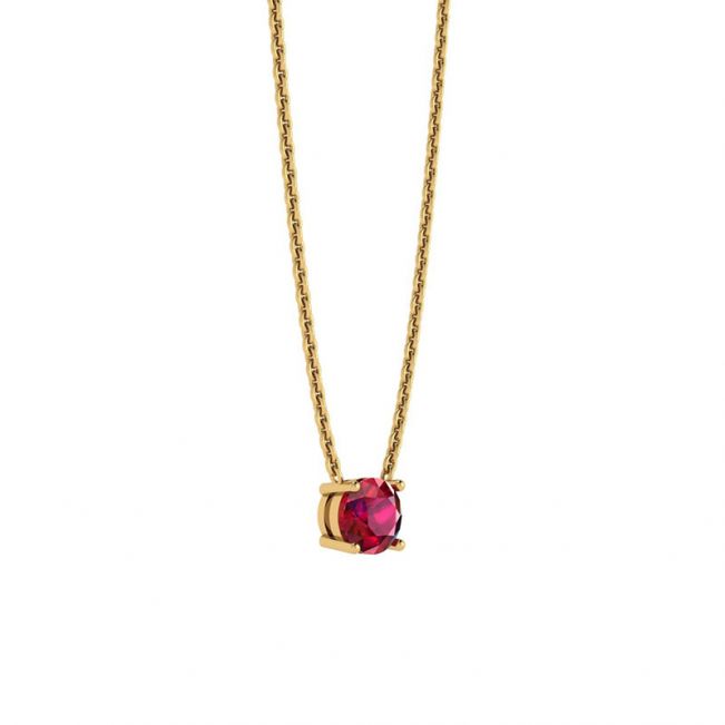 1/2 carat Round Ruby on Yellow Gold Chain - Photo 1