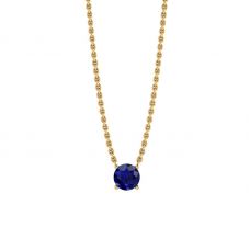 1/2 carat Round Sapphire on Yellow Gold Chain