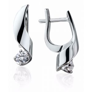Small Earrings with 3 mm Diamond - Ruban Collection - Photo 1