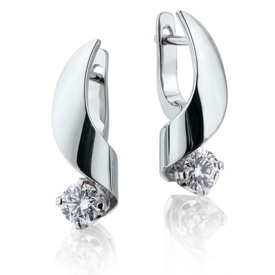Small Earrings with 4.5 mm Diamond - Ruban Collection, Image 1