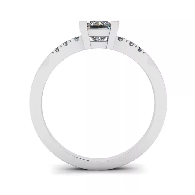 Princess Cut Diamond Ring with 3 Small Side Diamonds - Photo 1
