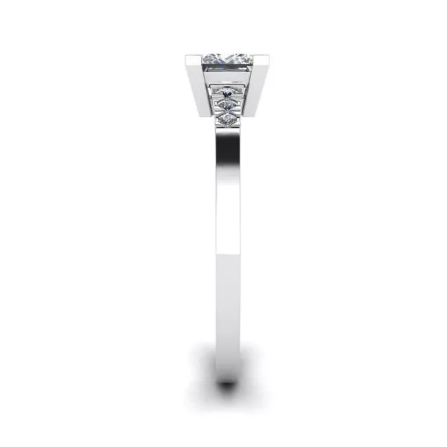 Princess Cut Diamond Ring with 3 Small Side Diamonds - Photo 2