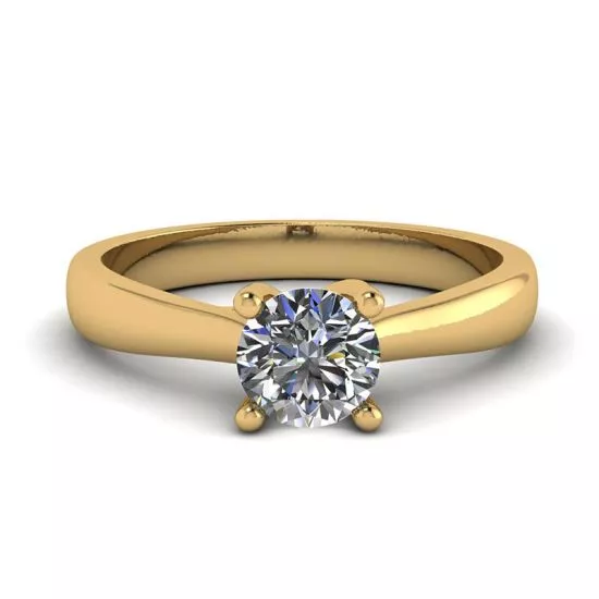 Crossing Prongs Ring with Round Diamond 18K Yellow Gold, Enlarge image 1
