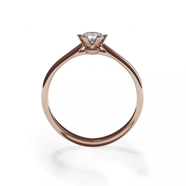 Crown diamond 6-prong engagement ring in rose gold - Photo 1
