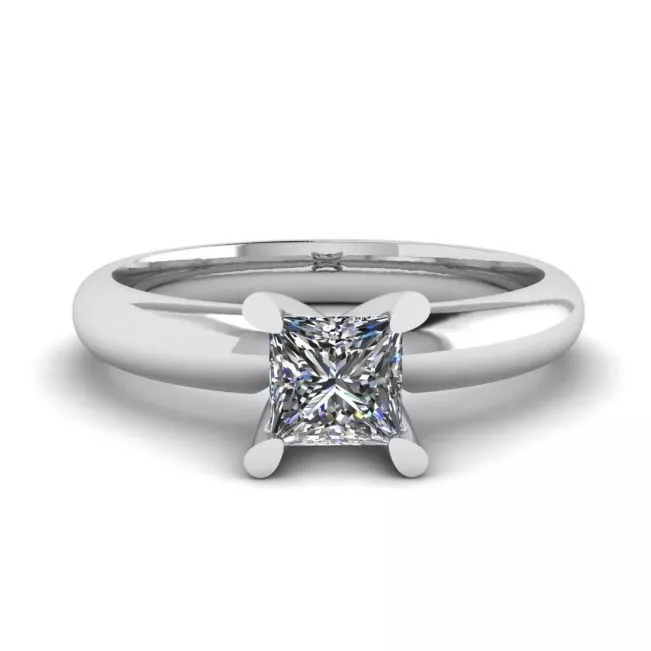 V-style Classic Setting Ring with Square Diamond
