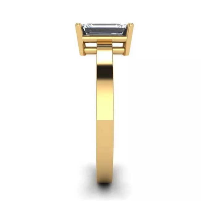 Rectangular Diamond Ring in 18K Yellow Gold - Photo 2