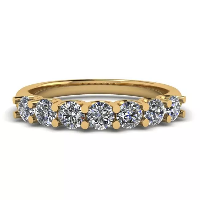 Classic Seven Round Diamond Ring Yellow Gold