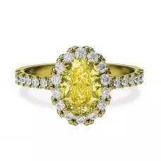 1.13 ct Oval Yellow Diamond Ring with Halo Yellow Gold
