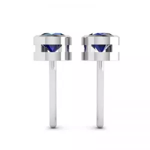 Classic Blue Sapphire Stud Earrings White Gold - Photo 2