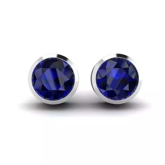 Sapphire Stud Earrings in White Gold, Enlarge image 1