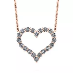 Diamond Heart Necklace in 18K Rose Gold