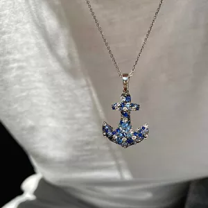 Anchor Sapphire Pendant in 18K Yellow Gold - Photo 6