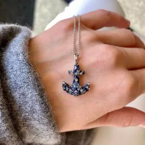 Anchor Sapphire Pendant in 18K Yellow Gold - Photo 4